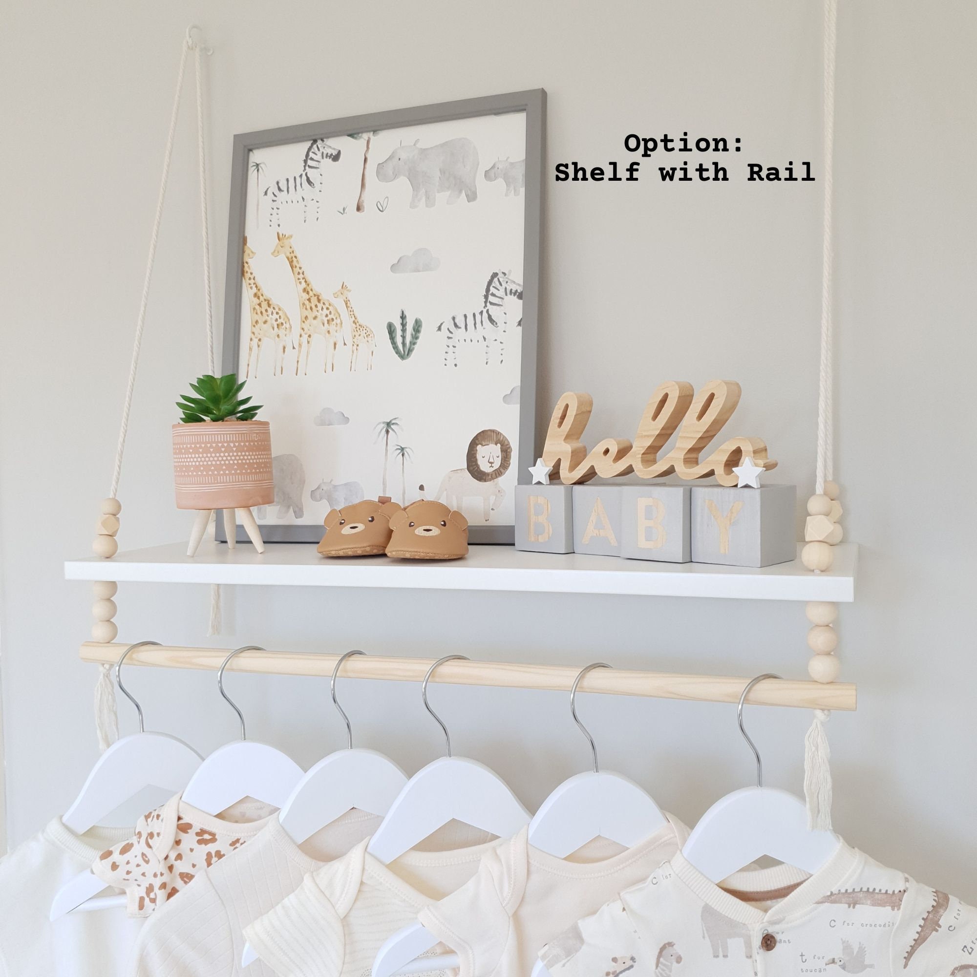 Nursery Shelf With Clothes Rail White Shelf With Rail Etsy UK