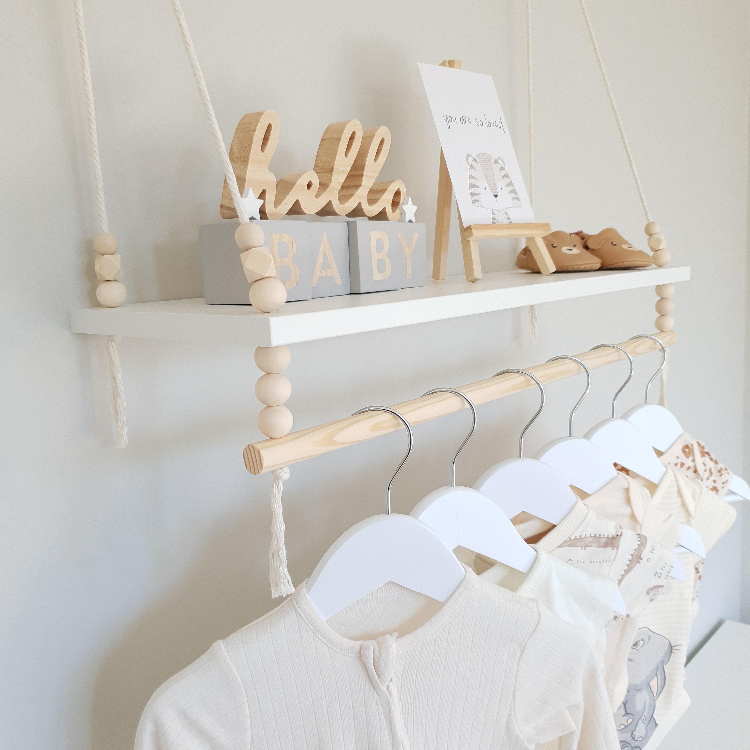 Nursery Shelf With Clothes Rail White Shelf With Rail Etsy UK