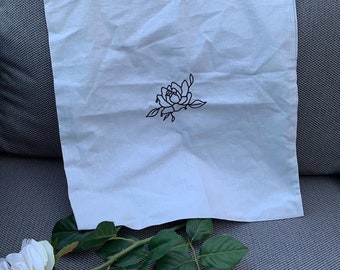 Flower Drip Embroidered Tote Bag | Floral Canvas Bag | Flower Tote