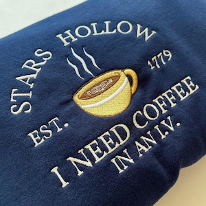 Coffee In An IV Embroidered Sweatshirt: Stars H