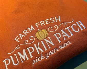 Pumpkin Patch PYO Embroidered Sweatshirt: Cosy Fall Autumn Sweater
