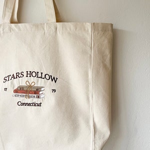 Stars H Books Embroidered Canvas Tote Bag: Bookish Gift