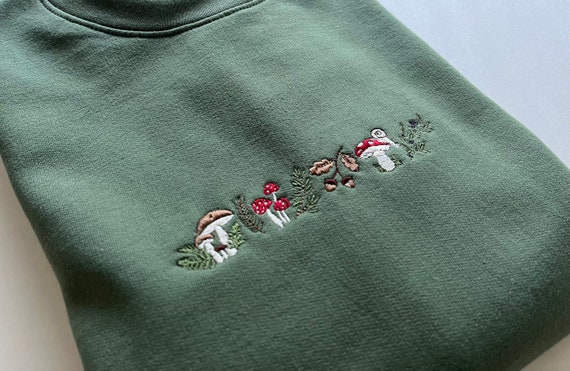 Foraging Embroidered Sweatshirt: Cosy Mushroom Forestcore Sweater