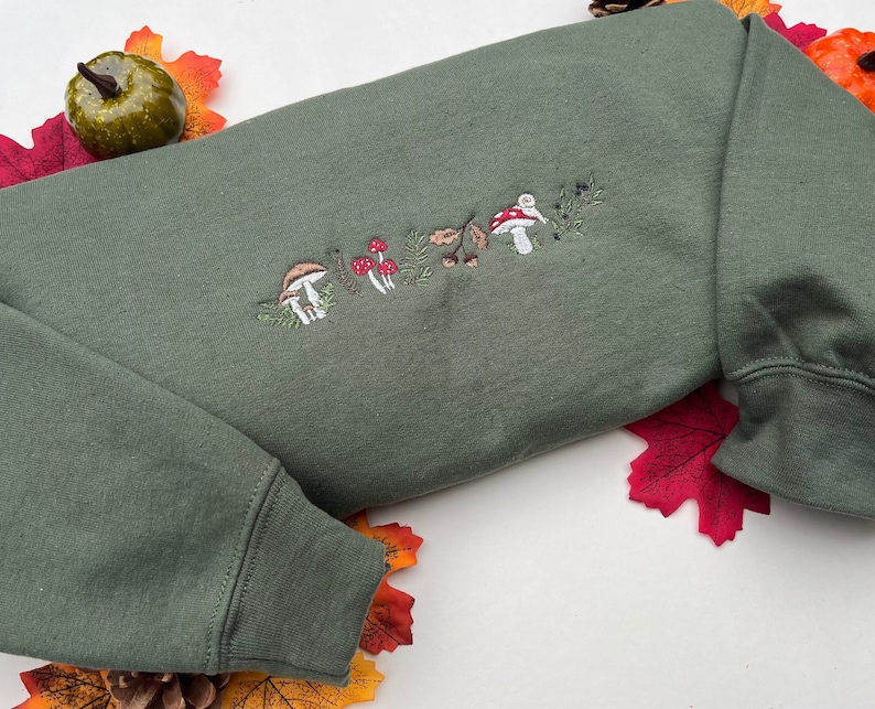 Cosy Toadstool Forestcore Embroidered Sweater perfect for Autumn Weather