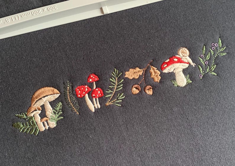 Foraging Embroidered Sweatshirt: Cosy Mushroom Forestcore Sweater image 2