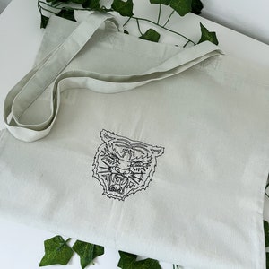 Tijger geborduurde draagtas: retro mijmering