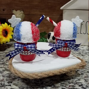 Handmade Patriotic Faux Mini Snow Cones, Faux Mini Snow Cones for Tiered Trays, Faux Patriotic Decor, Fake Bakes, Tier Tray Faux Mini Decor