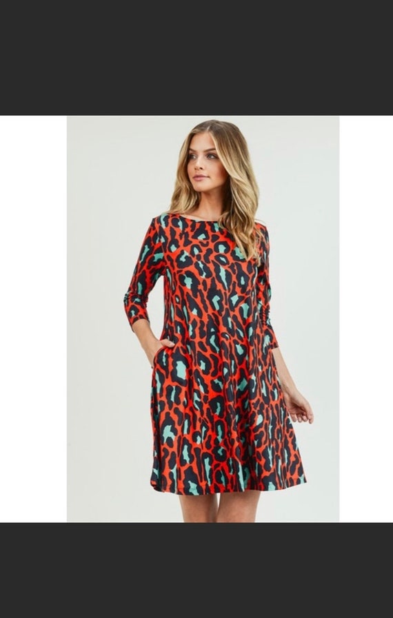 red leopard print swing dress