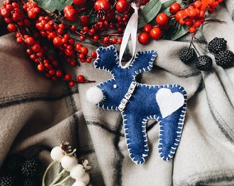 Reindeer - anpassbare handgefertigte Filz-Weihnachtsverzierung
