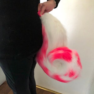 Husky Fursuit Tail, Animal Costume Tail, Canine Tail, Dog Tail, Husky Tail, Curly Tail, White and Pink Tail, Furry Gifts - (62)
