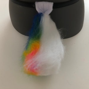 Fursuit Nub Tail, Bunny Tail, Animal Costume Tail, cauda curta, cauda pequena, cauda branca e arco-íris, cauda minúscula, cauda fofa Pronto para usar (166)