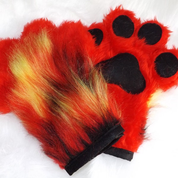 Black Red Fursuit Paw Costume Fox Party Carnival Gift Gloves Paws