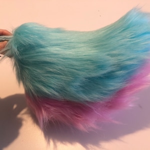 Fursuit character Nub Tail, Bunny Tail, Animal Costume tail, short tail, small tail, pink and aqua blue tail luxury fur   Ready to wear (41)