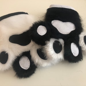 Fursuit Hand Paws Black and White, Unus Annus Themed, Animal Costume, Cat Paws, Dog Paws, Furry Gifts, black and white paws (132)