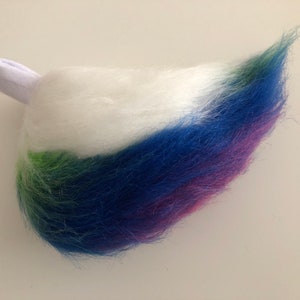 Fursuit Nub Tail, Bunny Tail, Animal Costume Tail, cauda curta, cauda pequena, cauda branca e arco-íris, cauda minúscula, cauda fofa Pronto para usar (161)