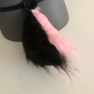 Fursuit Nub Tail, Bunny Tail, Animal Costume tail, short tail, small tail, Black and Pink tail, tiny tail, fluffy tail Ready to wear (167)