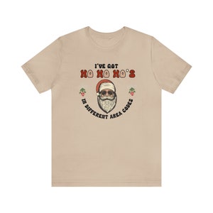 Ho Ho Ho Tee. Funny Christmas Shirt. Hip Hop Christmas Throwback. 90s Lyrics Xmas Tee. Area Codes T-shirt Funny Hip Hop Retro Christmas Top Tan