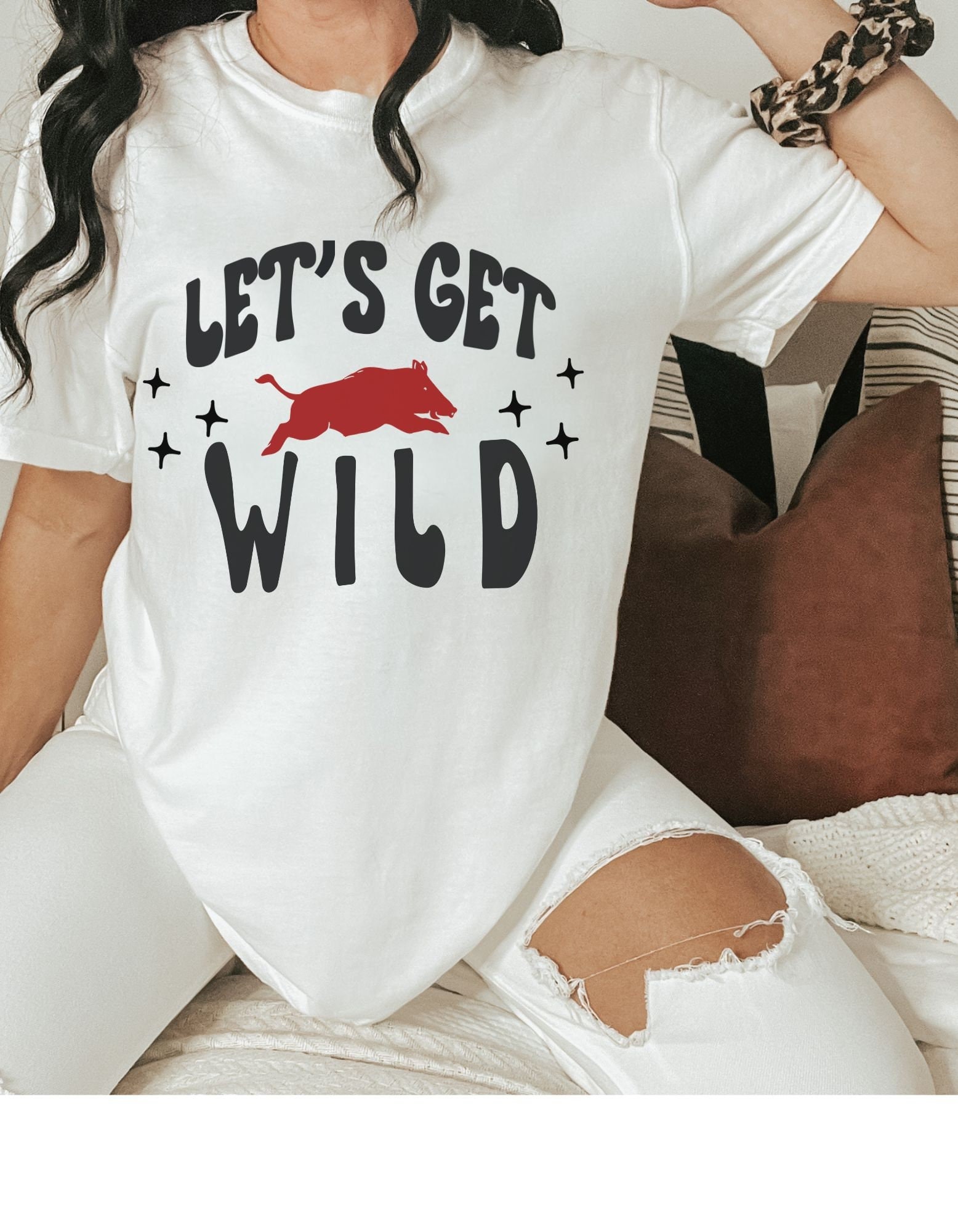 Let's Get Hog Wild Arkansas Tee. Comfort Colors Unisex Garment-Dyed T-shirt. Get Wild Shirt. Razorback Top.