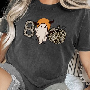 Wild Boo Halloween Tee Comfort Colors Unisex T-shirt. 4 Color Options. Happy Halloween Cute Ghost Goblin Pumpkin Tee Animal Print