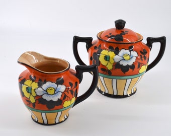 Vintage Lusterware Japanse suiker en creamer.