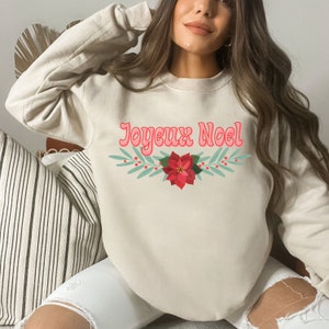 Joyeux Noel Christmas Sweatshirt Retro French Christmas Gift Sweater Retro Merry Christmas Shirt Vintage Style Xmas Sweatshirt
