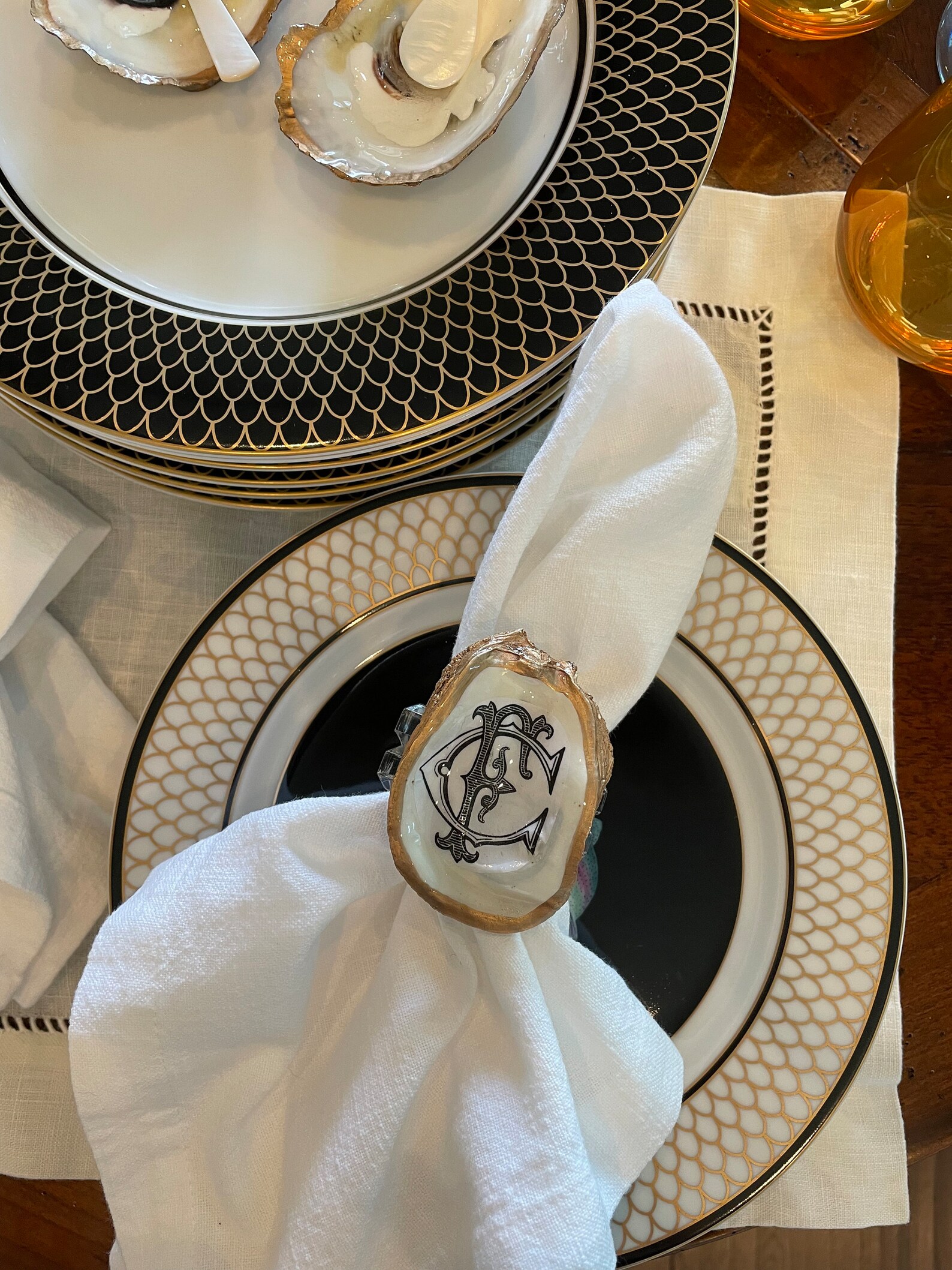 Personalized Oyster Shell Napkin Rings,set of 6, Monogrammed, Custom ...