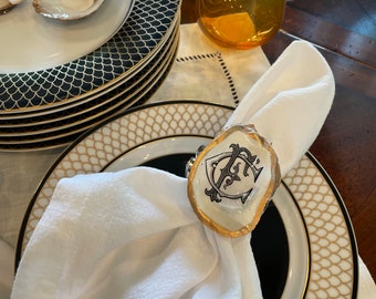 Personalized Oyster Shell Napkin Rings,Set of 6, Monogrammed, Custom, Bespoke, Wedding,
