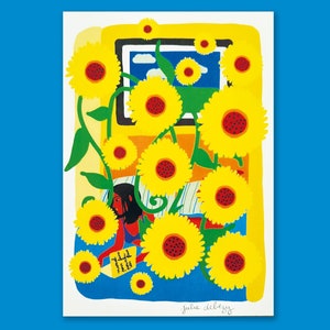 A5 limited edition illustration &quot;Girl growing flowers in her bed&quot;