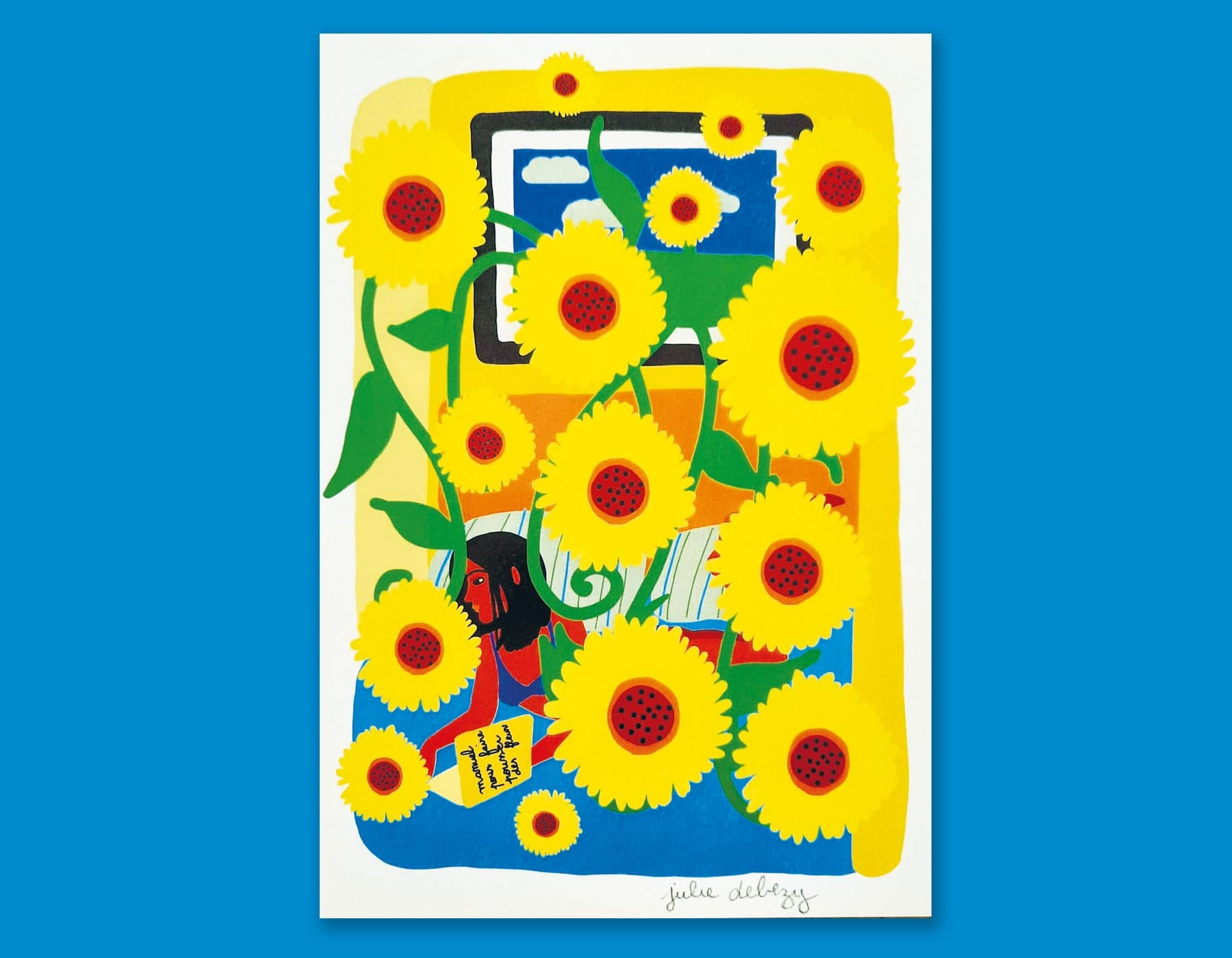 Illustration Tirage Limité A5 Fille Qui Fait Pousser Des Fleurs Dans Son Lit 