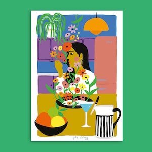 Limited edition illustration A4 &quot;Girl who eats flowers&quot;