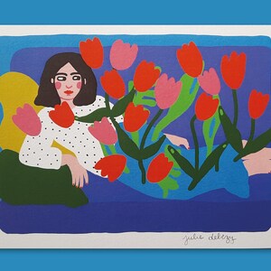 Limited edition illustration A5 &quot; Girl who grows flowers on her couch&quot;