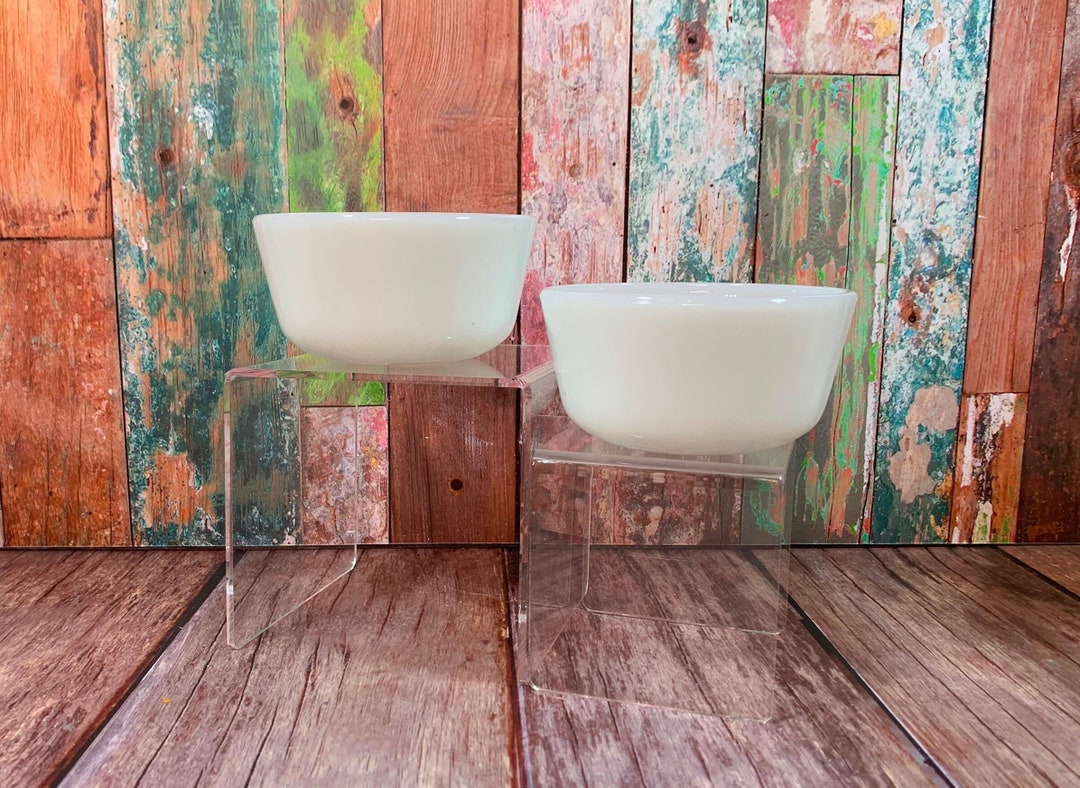 Vintage Set of 2 Anchor Hocking Fire King 434 Milk Glass Ramekins Oven