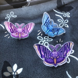 Pronoun Moth Acrylic Pin