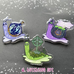 Spooky Object Snails Acrylic Pins