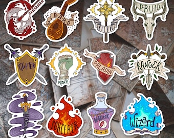 Dnd Class Stickers | Mix & Match | TTRPG Fantasy Journal, Laptop, Water ...