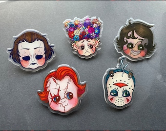 Horror Icon Kewpie Head Acrylic Pin