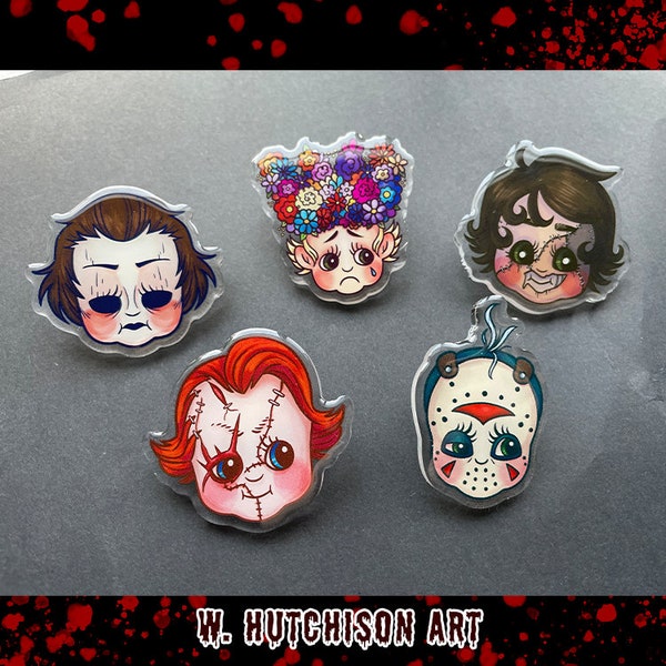 Horror Icon Kewpie Head Acrylic Pin