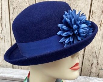 DELEY Mode Femmes Vogue Lady Laine Round Trendy Vintage Cloche Derby Bowler Hat