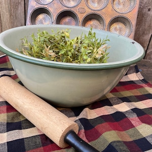 Green Enamelware Bowl-Vintage Bowl-Heavier Metal