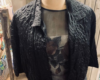 Quilted Jacket-1950’s Black Quilted Jacket-Lightweight Black Jacket-Mid Length Sleeves Jacket