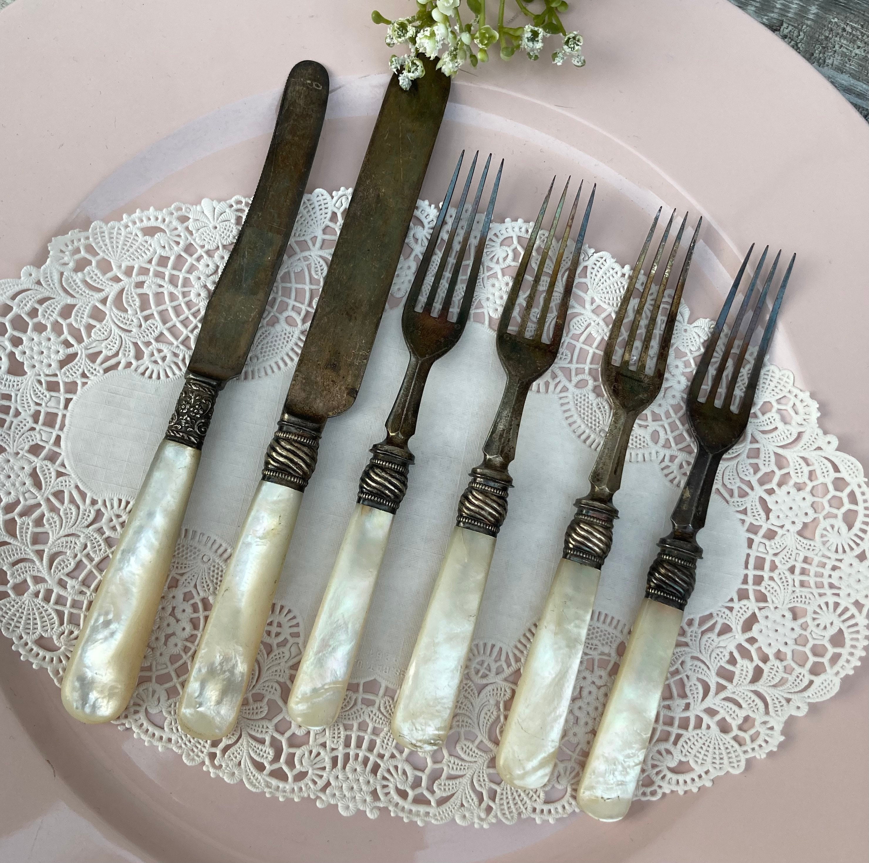Mother of Pearl Silverware-antique Kitchen Collectible-forks