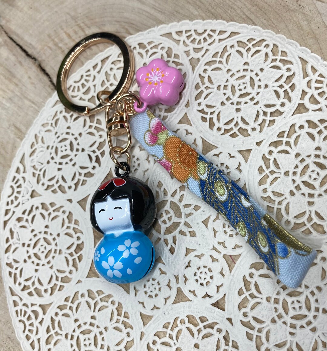 Kokeshi Lucky Doll Charm Keyringkokeshi Doll Keychain Etsy UK