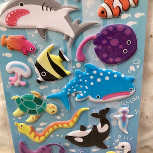 Sea Life Puffy Stickers-Ocean Life Stickers