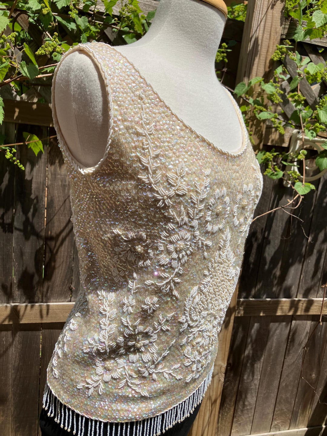 Beaded Shell Top-1960’s Woman’s Formal Wear Beaded Top-size M- Regalia ...