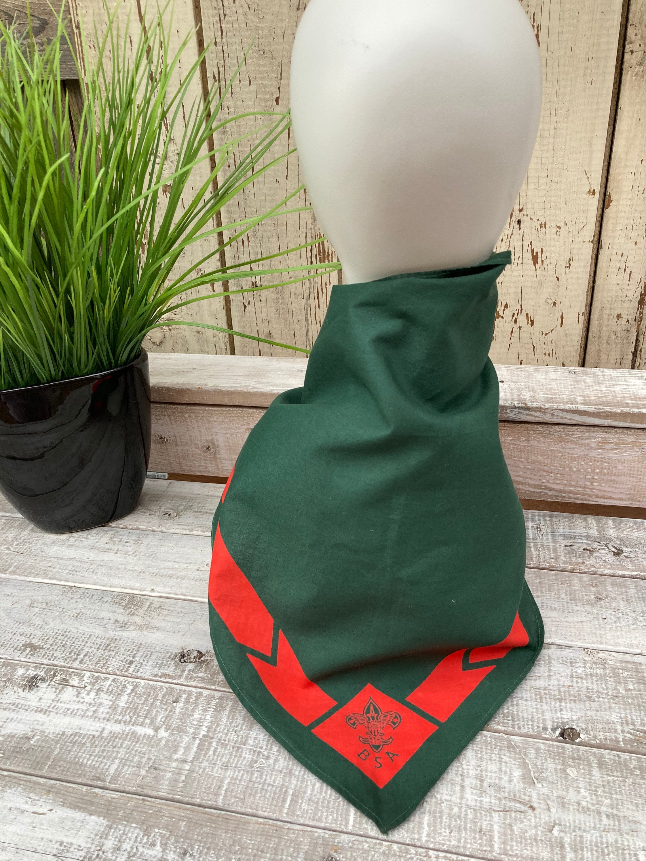 Boy Scouts of America Neckerchief BSA Green Red Scarf Boy Etsy