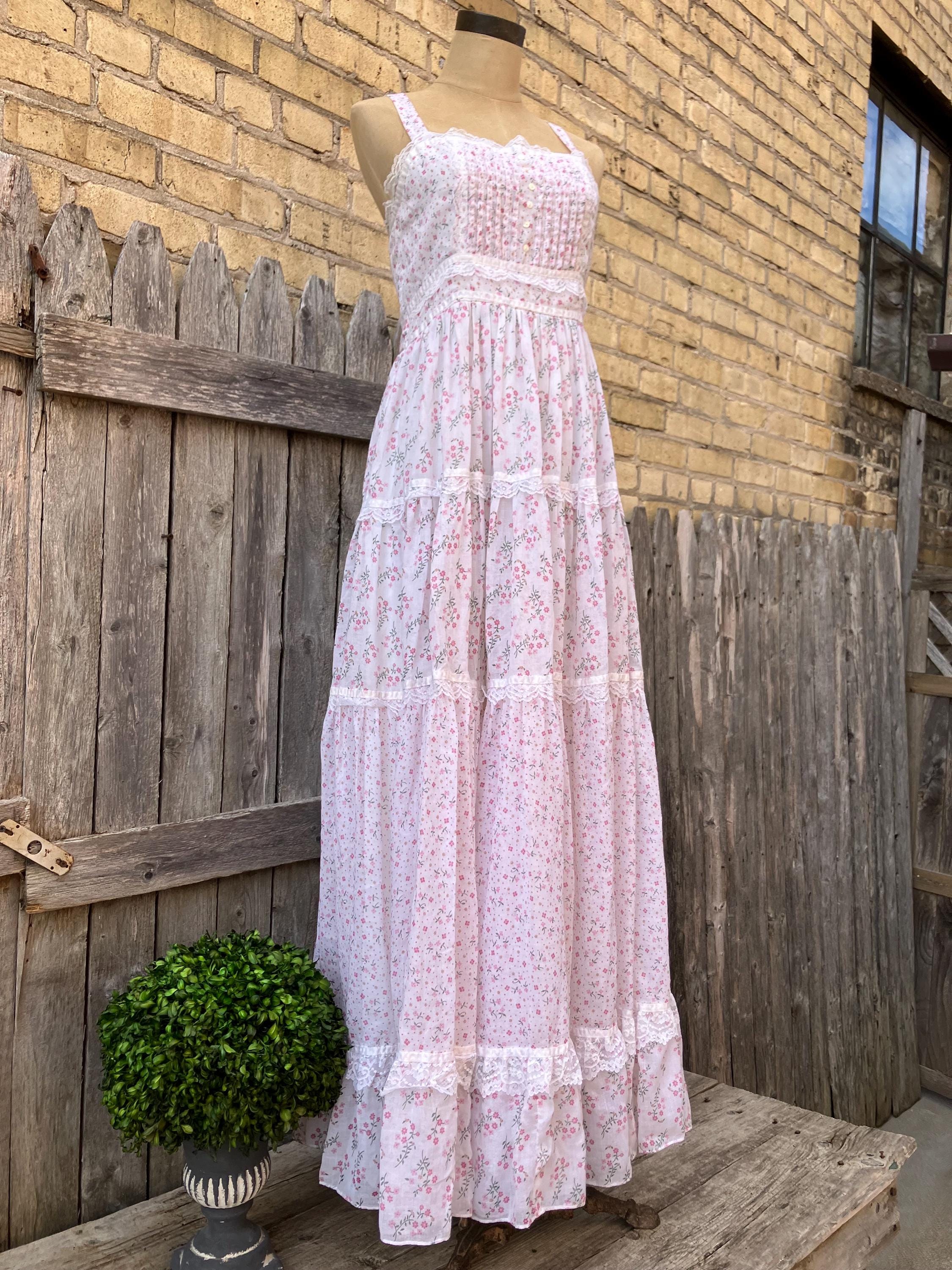 Vintage Gunne Sax Dress NWT Boho 1960's/70s Cream W/Purple