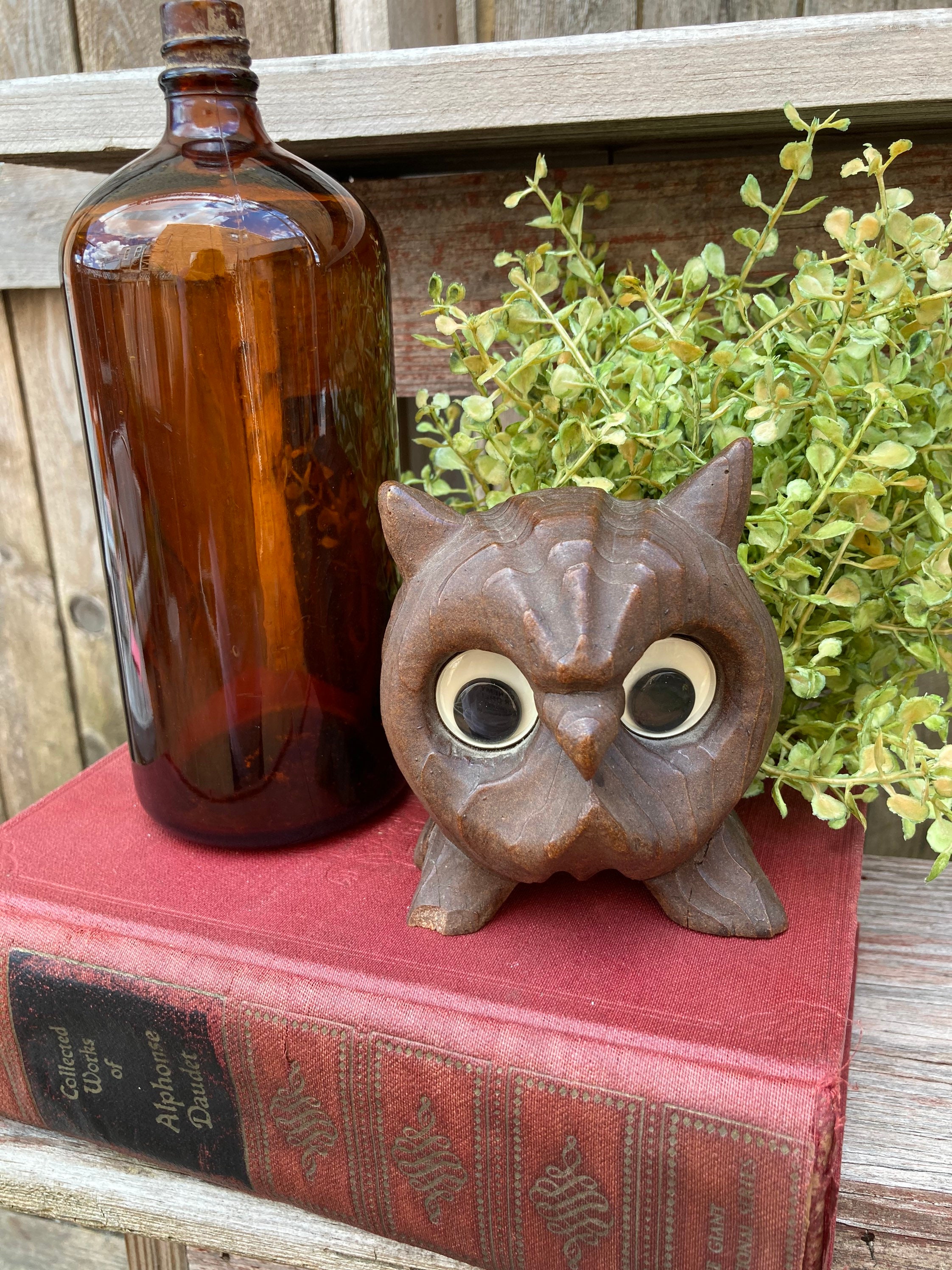 MCM 1970 Kitsch Owl Figurine-Google Eyes