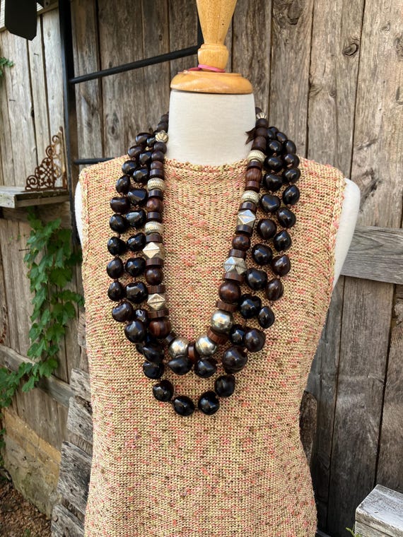 Beaded Necklace-Statement Bold-Blocks Jewelry - image 9