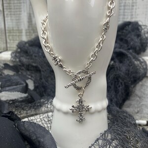 Cross Charm Bracelet -Silver Link Bracelet