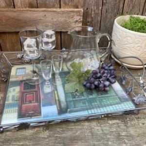 Tempered Glass Tray-Metal Combo Serving Tray